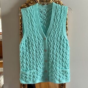 Chic Knit Cardigan Vest in Light Blue
